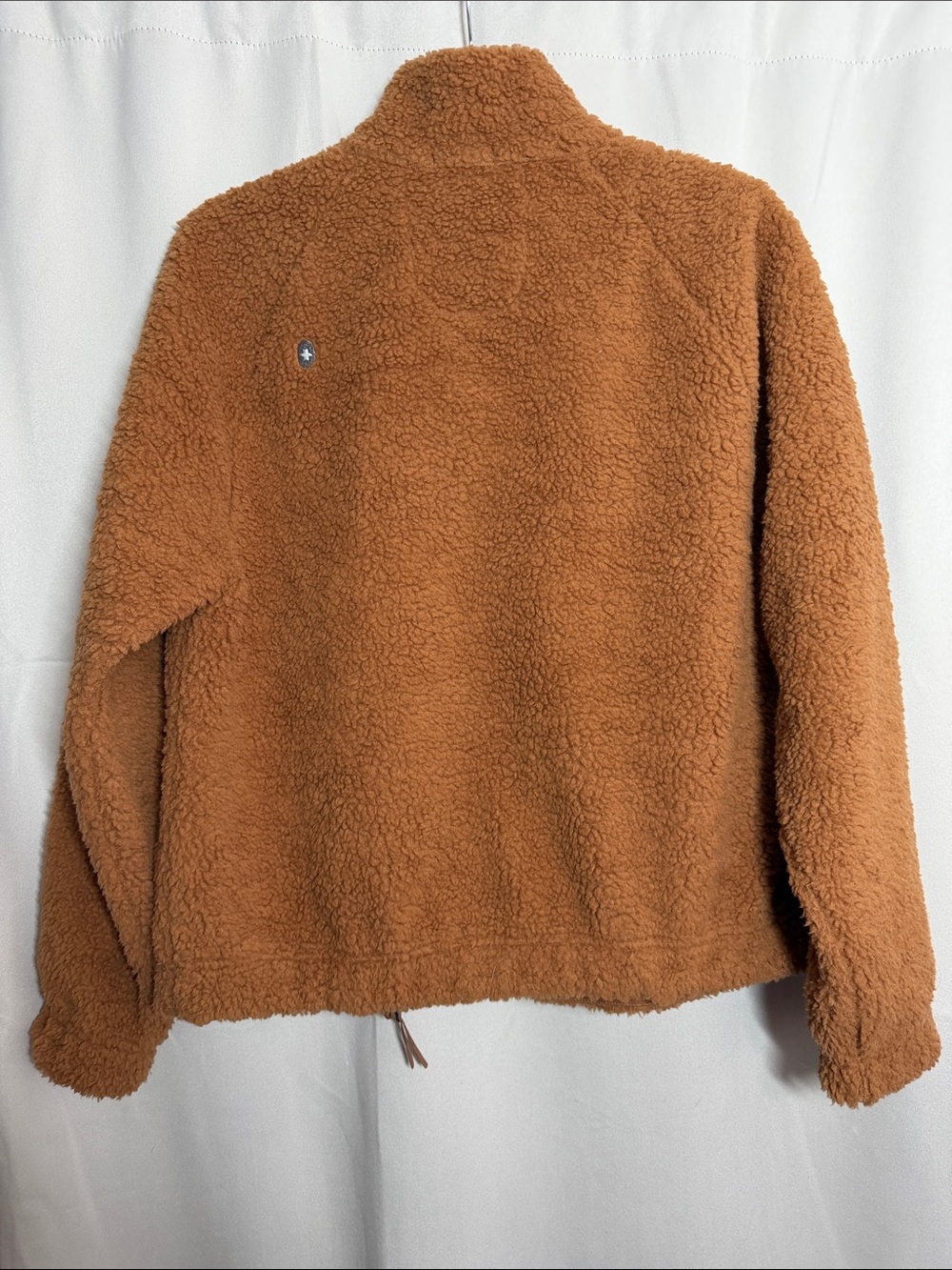 FIGS High Pile Sherpa Fleece Bomber Jacket Full Zip Mocha Brown Tan Medium - Picture 2 of 10